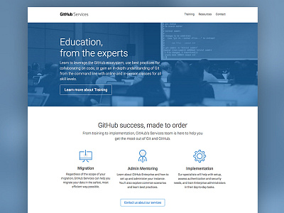 Github Services blue github landing page web design website