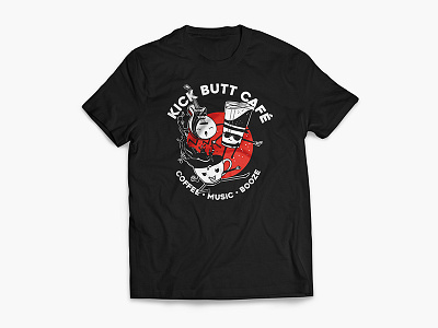 Kick Butt Shirt apparel austin beer booze character coffee drawing kung fu music procreate screenprint shirt