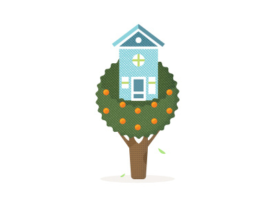 Treehouse house illustration leaves tree