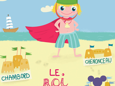 Roi de la plage castle children freeprintable illustration kids postcard sand sea sun
