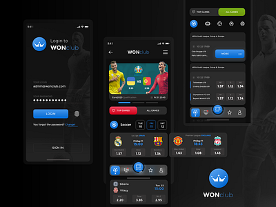 WONclub Mobile App app application bet betting casino odds sport statistic ui uiux