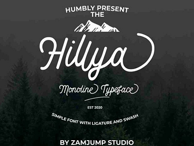 Hillya monoline script font adventure chriatmas font logo monoline quote vintage vranding wedding
