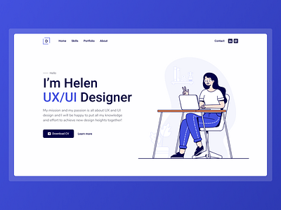 Portfolio Landingpage blue cartoon illustration dailyui design gradient hello dribbble landing portfolio ui ux vector whitespace