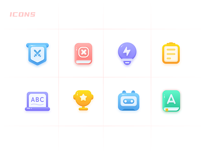 ICONS app blue clean colors design gradient icon icon set illustration purple red sketch ui yellow