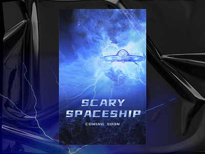 Scary spaceship adobe blue coollage design figma layout photoshop poster poster art poster design soul spaceship technology