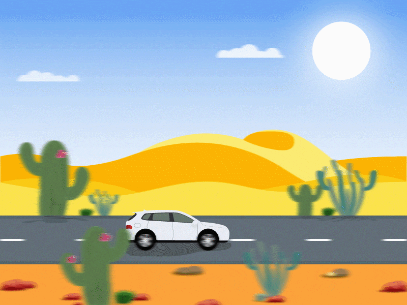沙漠 ae aftereffects animation car desert design dream gif illustrator travel ux yellow