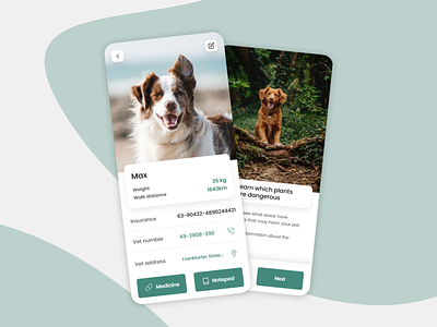 DogTag - Take care of your best buddy! animal app animals app dog pet app ui
