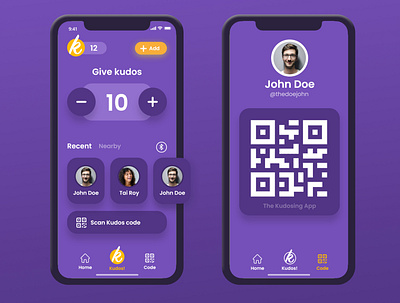 Kudos App Design app design purple ui