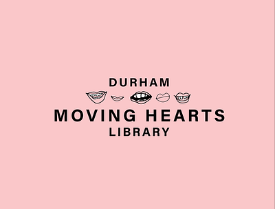 Durham Hearts Library Logo brand branding design hand drawn hearts illustration logo logo design pink smile