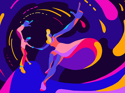 Swing dance 2d artist 2d character abstract dance dance party digital art illustration jazz lindy hop swing dance