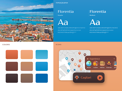 Travel App Style Guide app attractions branding color colors design fonts gui guide italy map natural style travel ui