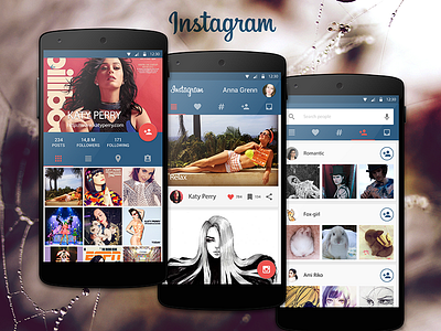 Instagram concept Material Design android app concept design instagram list material nexus profile redesign ui user