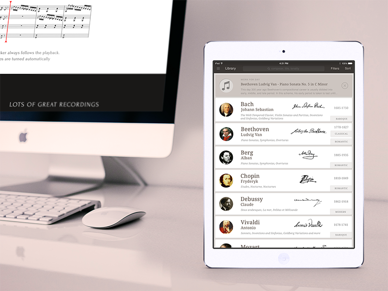 Classical Music finder application by Ann Grand on Dribbble