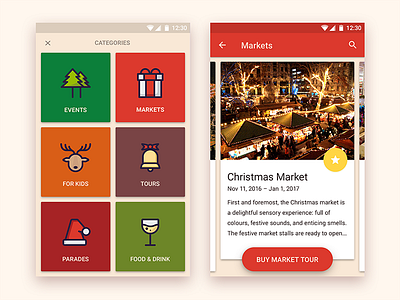 Christmas Event app android app cards christmas color design event events material mobile natural palette
