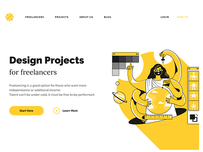 Daily UI #3 - Landing Page colorful daily ui daily ui 003 daily ui challenge dailyui dailyuichallenge design design challenge landingpage ui uidesign webdesign websiteui yellow