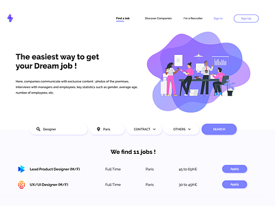 Daily UI #22 - Search careers page dailyui dailyui 022 dailyuichallenge design challenge illustration job job listing landingpage logo search search bar search results searching ui uidesign vector website
