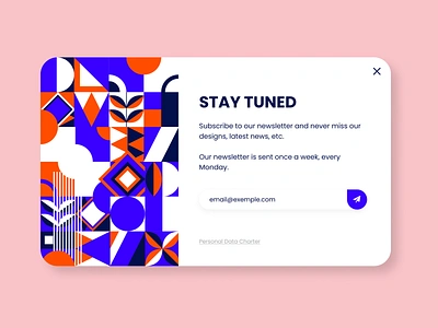 Daily UI #26 - Subscribe branding colorful colorful art dailyui dailyui 026 dailyuichallenge geometric geometric design geometric pattern newsletter overlay popup subscribe subscribe form subscription subscription box ui uidesign webdesign