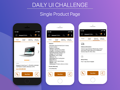 Daily UI Challenge - Single Product Page adobe xd app daily challange design mobile ui