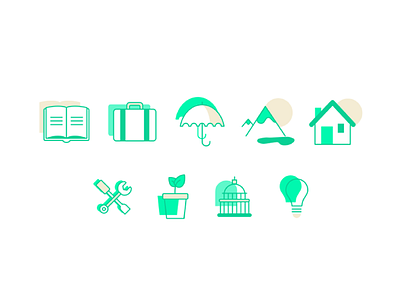 Icons Set book community icon icon set illustration political product design site design suitcase web design