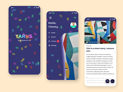 Yarns short stories - Mobile App Concept