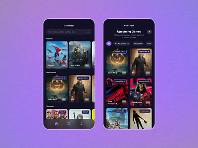 Homepage - GameTrack app design product ui ux