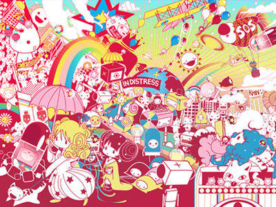 A Fault In Our Universe bright colorful crazy cute fun illustration insanity