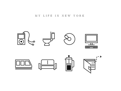 My life in the Big Apple coffee computer couch icons life new york subway