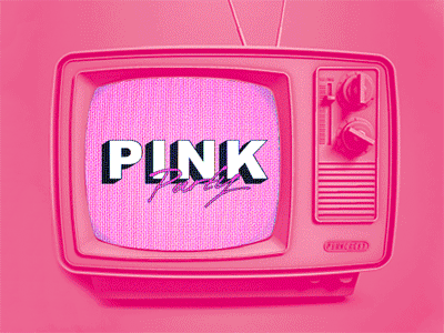 Pink Party Digital Invite 80s animation gif glitch illustration mtv party pink pixel retro tv type
