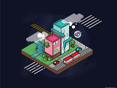 Isometric City city design illustration isometric isometric art snake space vector