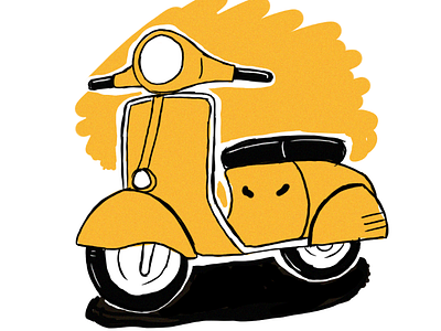 Yellow vespa draw illustration vespa