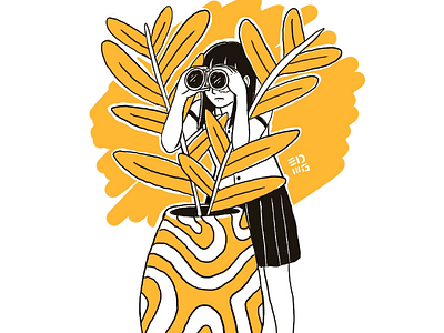 What are you looking for? amarillo dibujo draw girl illustration ilustración plants