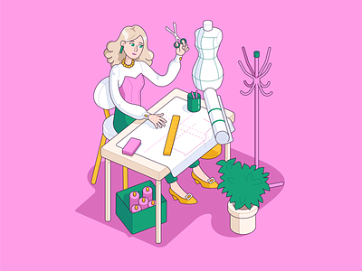 Pink Tailor Shop adobe illustrator clothes sewing tailor shop