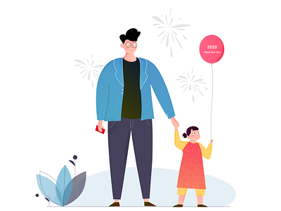 Illustration :: Lunar New Year 2020 aodai baby balloon boy father girl happy new year illustrations illustrator man webdesign