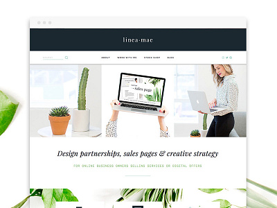 Linea Mae greenery homepage logo squarespace typography website design