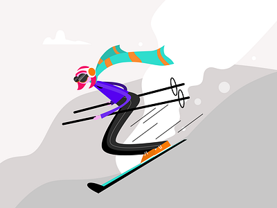 Girl Skiing branding design illustration kanchan gaur minimal ui vector website