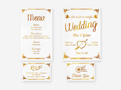 Luxury Wedding Gold on White Paper Wedding Concept