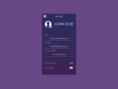 DailyUI nr. 007 ! Settings