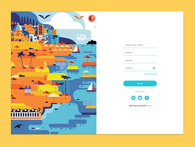 Sign up form app beach design form form design illustration login registration sea sign in sign up ui ui design ui ux uiux vector visual visual design