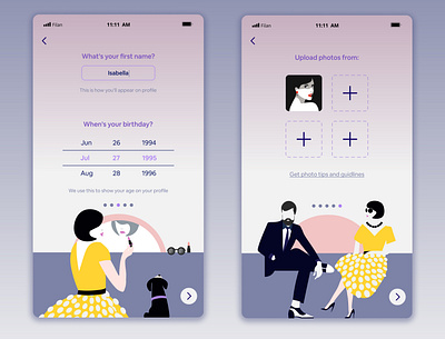 Dating App app boy brandidentity design gilr illustration mobile ui ui ui user interface ux vector
