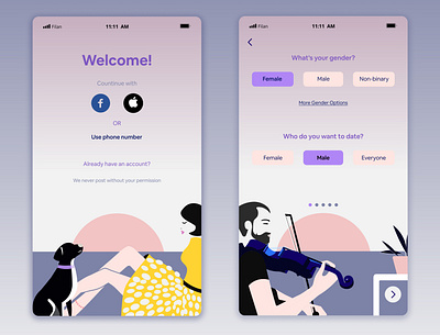 Dating App app app design boy brandidentity dating design girl illustration mobile ui user interface ux vector