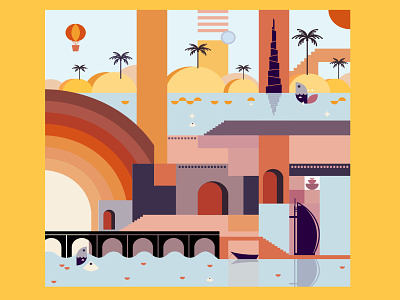 Dubai - Beautiful city beach branding city design dubai geometric graphic design illustration pattern uae vector