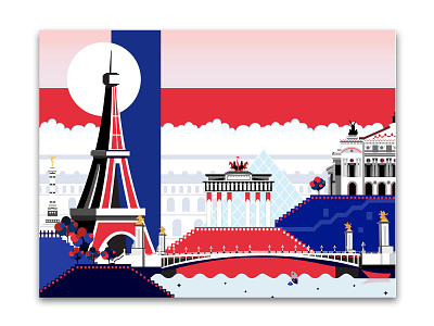 Paris sight - Landing Page app design eiffel france illustration landing page louvre paris ui vector visual design web design