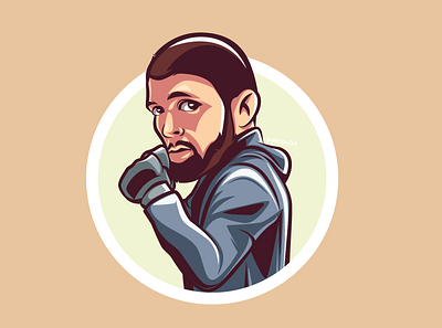 Khabib Nurmagomedov avatar flat design portrait ufc