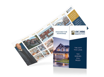 Len T Wong & Associates blue brochure design brochure layout brochure mockup gold print print design printing real estate real estate logo