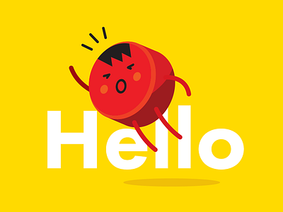 Hello world. colorful first flat mascot vector