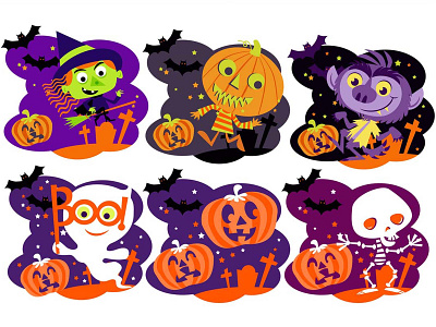 halloween designs for decorations and cards branding illustration packaging design storybooks