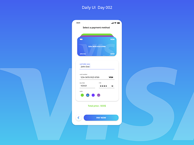 Credit Card Checkout Daily UI 002 e commerce ux