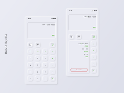 Calculator app app design mobile neumorph ui ux