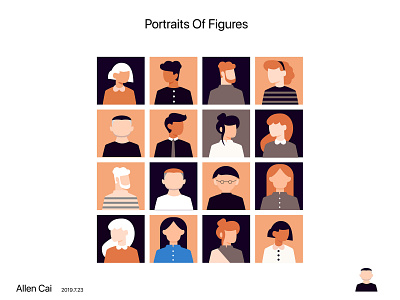 Portraits Of Figures 向量 商标 图标 插图