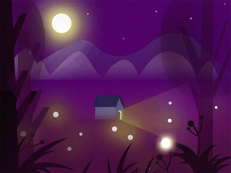 Illustration at Night ui ux 应用 插图 设计